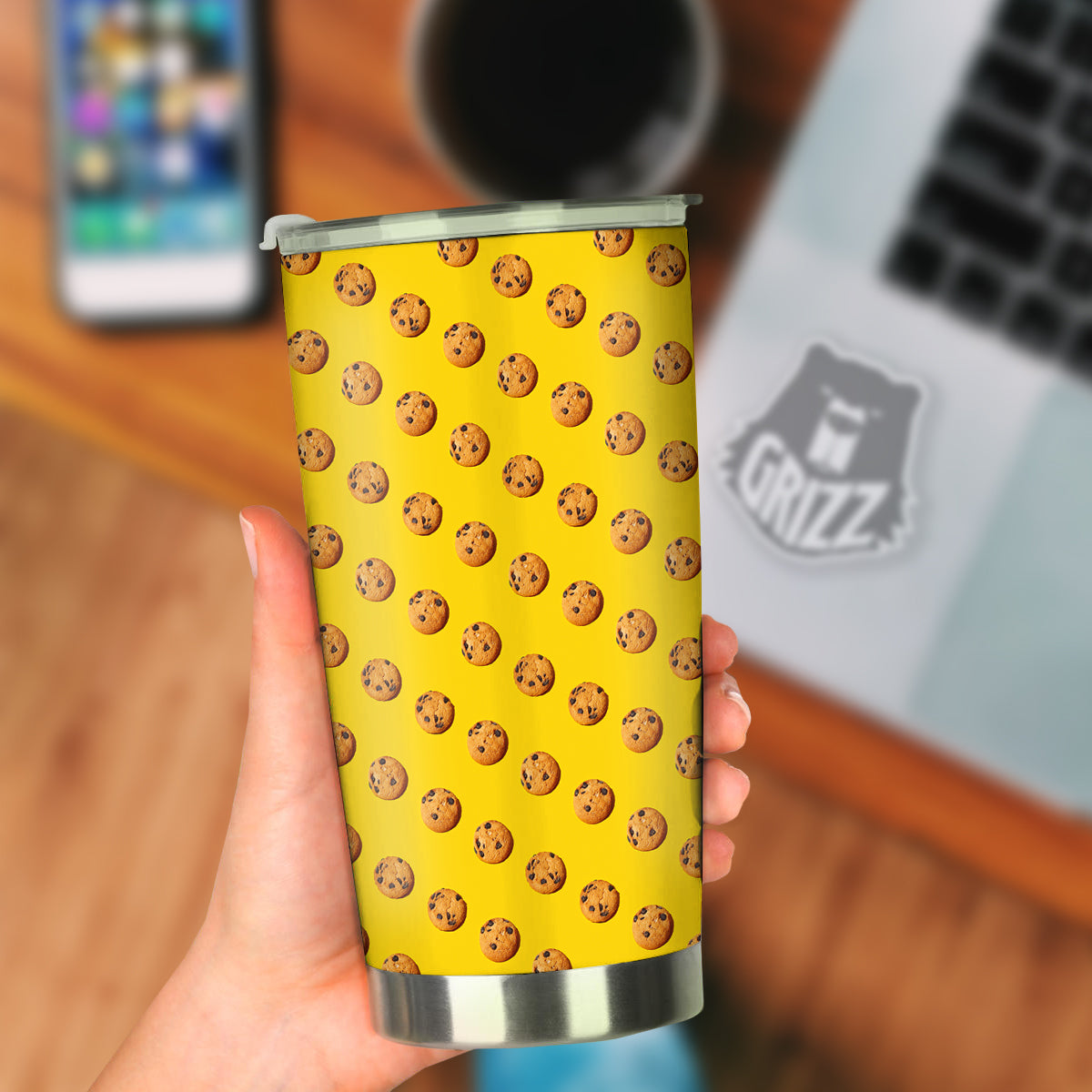 Cookie Yellow Print Pattern Tumbler-grizzshop