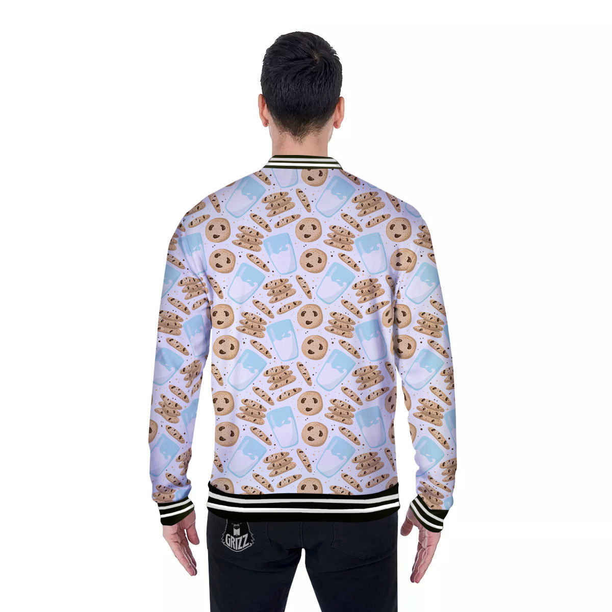 Cookies And Milk Print Pattern Baseball Jacket-grizzshop