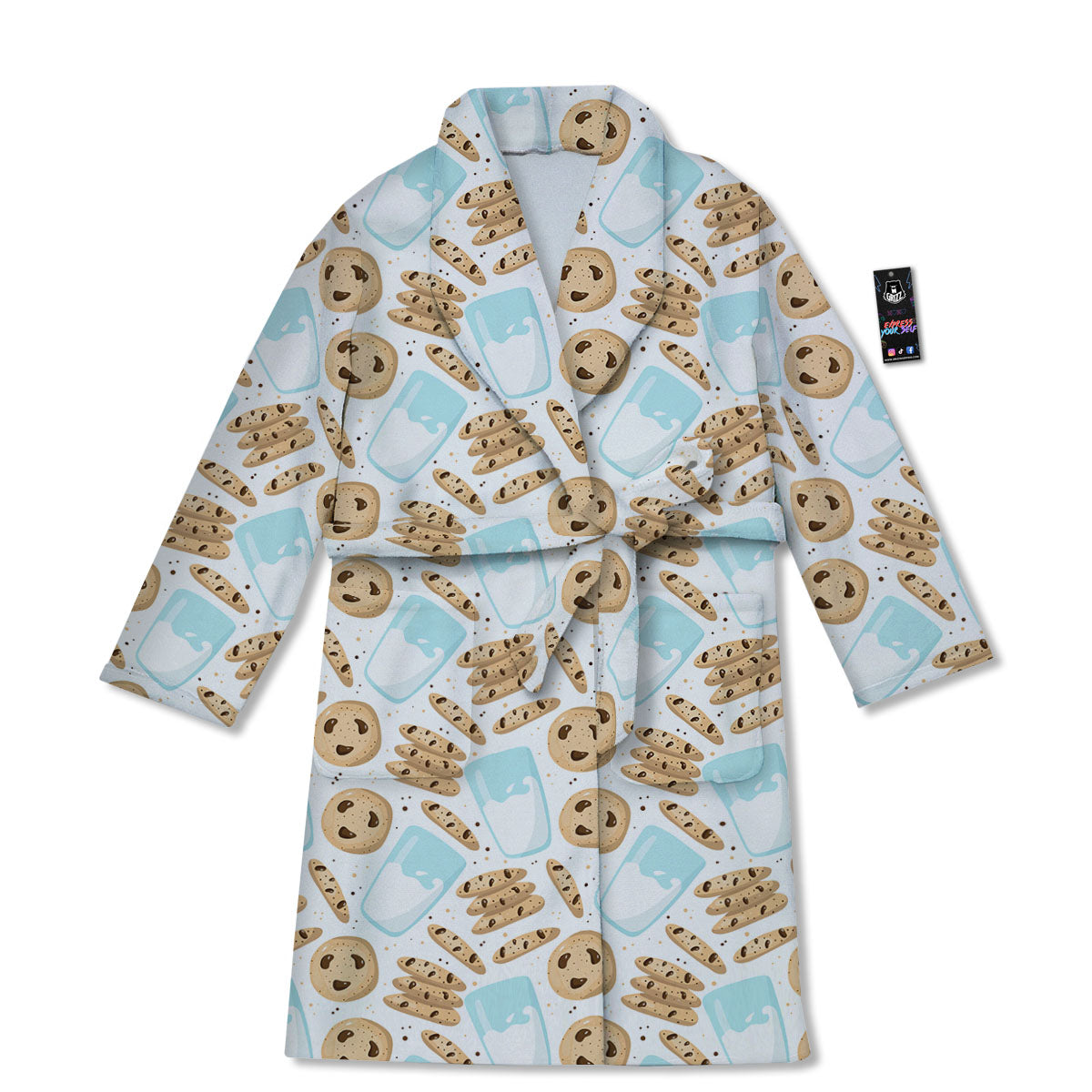 Cookies And Milk Print Pattern Bathrobe-grizzshop