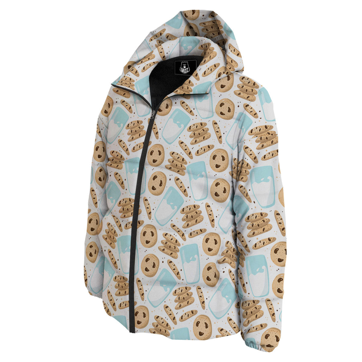 Cookies And Milk Print Pattern Down Jacket-grizzshop