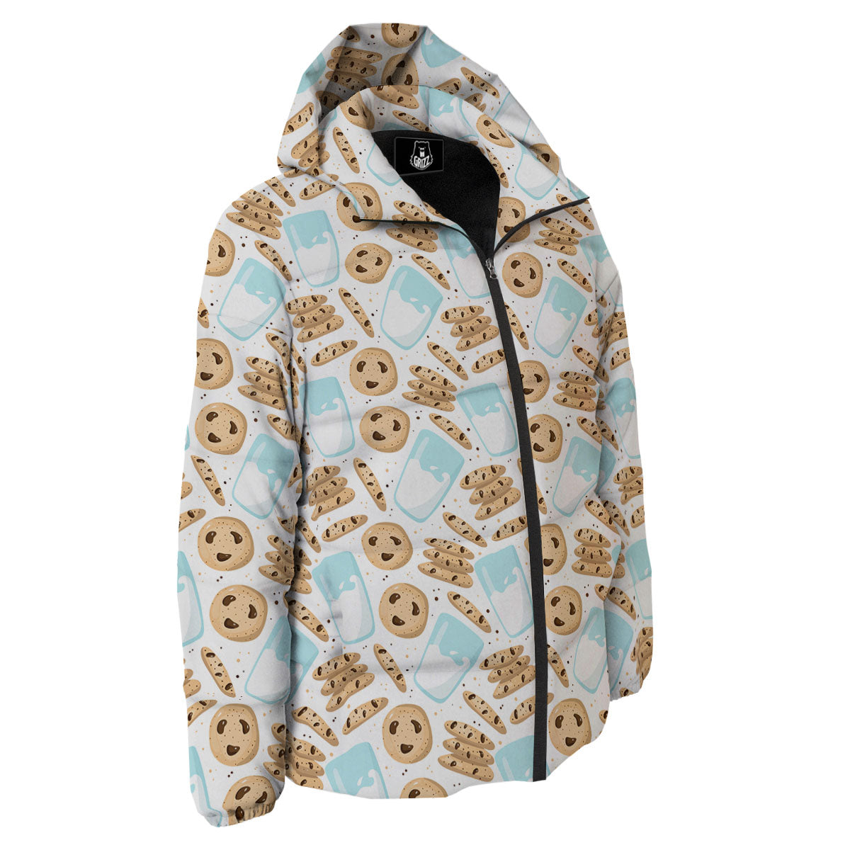 Cookies And Milk Print Pattern Down Jacket-grizzshop