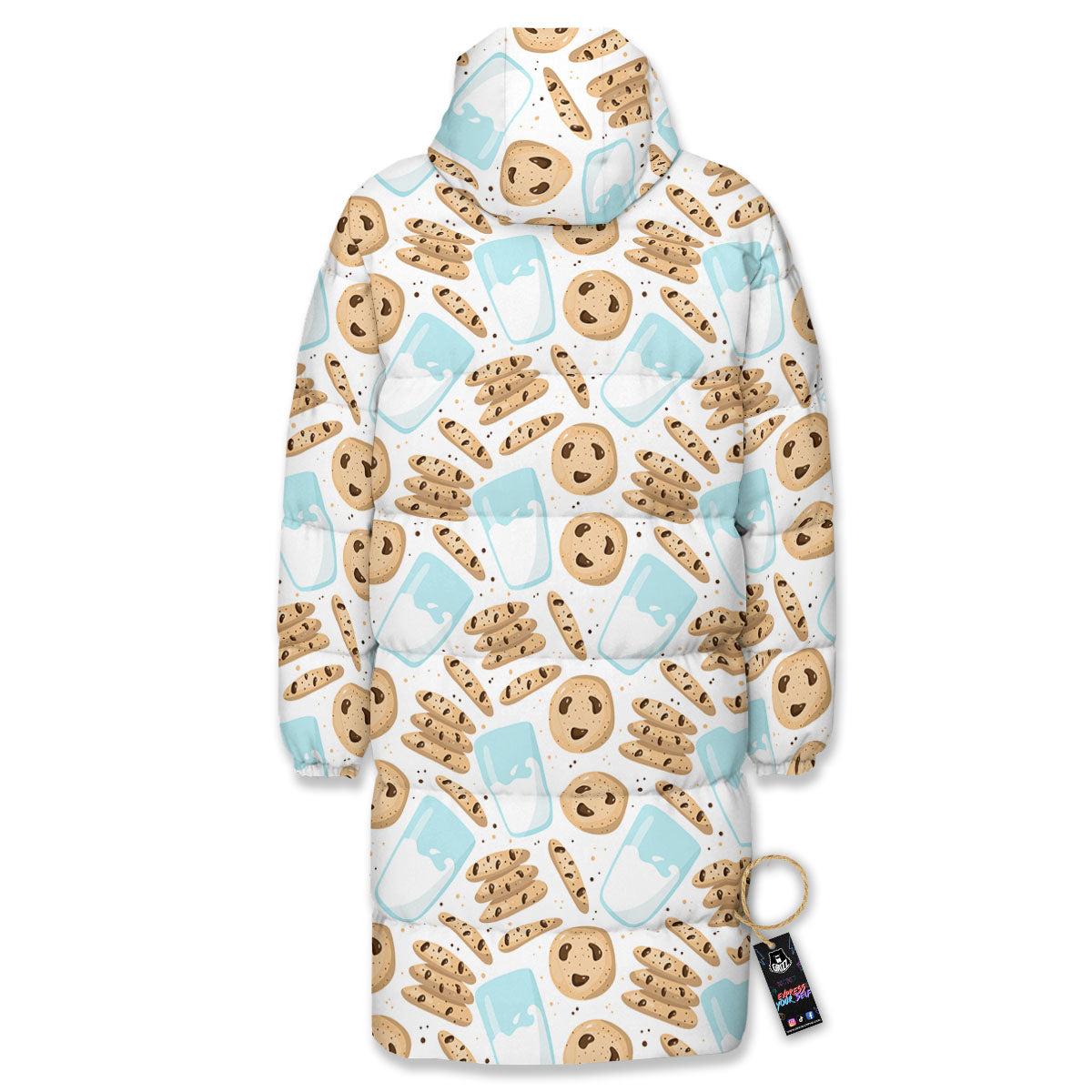 Cookies And Milk Print Pattern Long Down Jacket-grizzshop