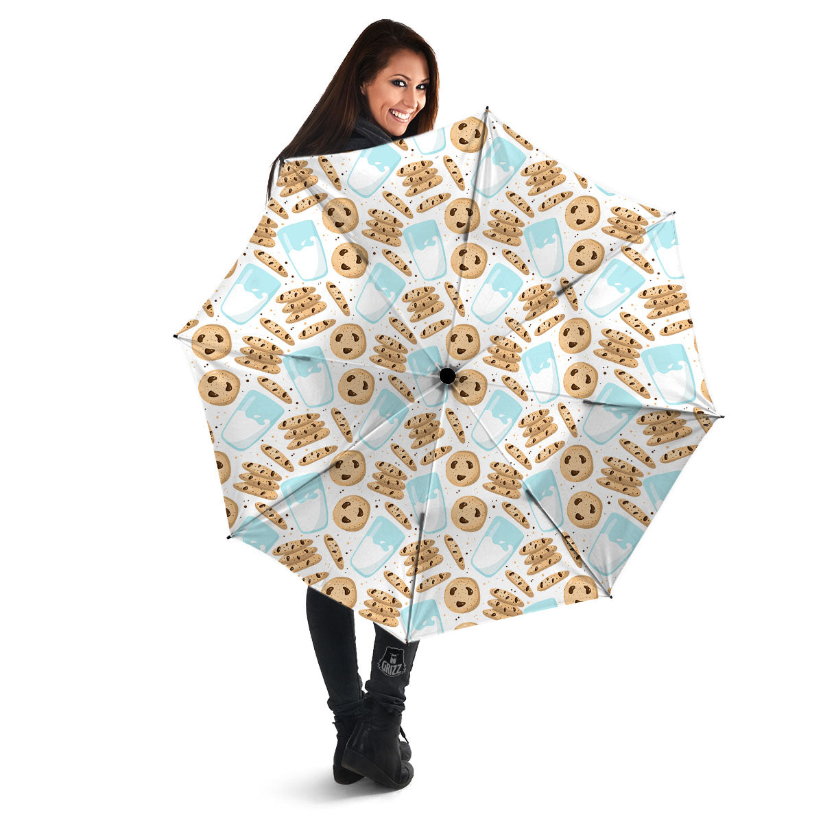 Cookies And Milk Print Pattern Umbrella-grizzshop