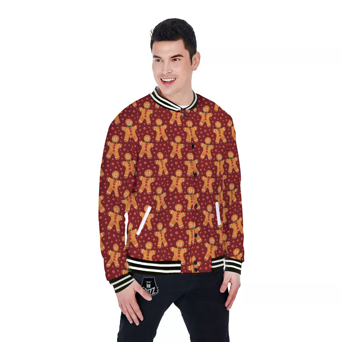 Cookies Christmas Print Pattern Baseball Jacket-grizzshop