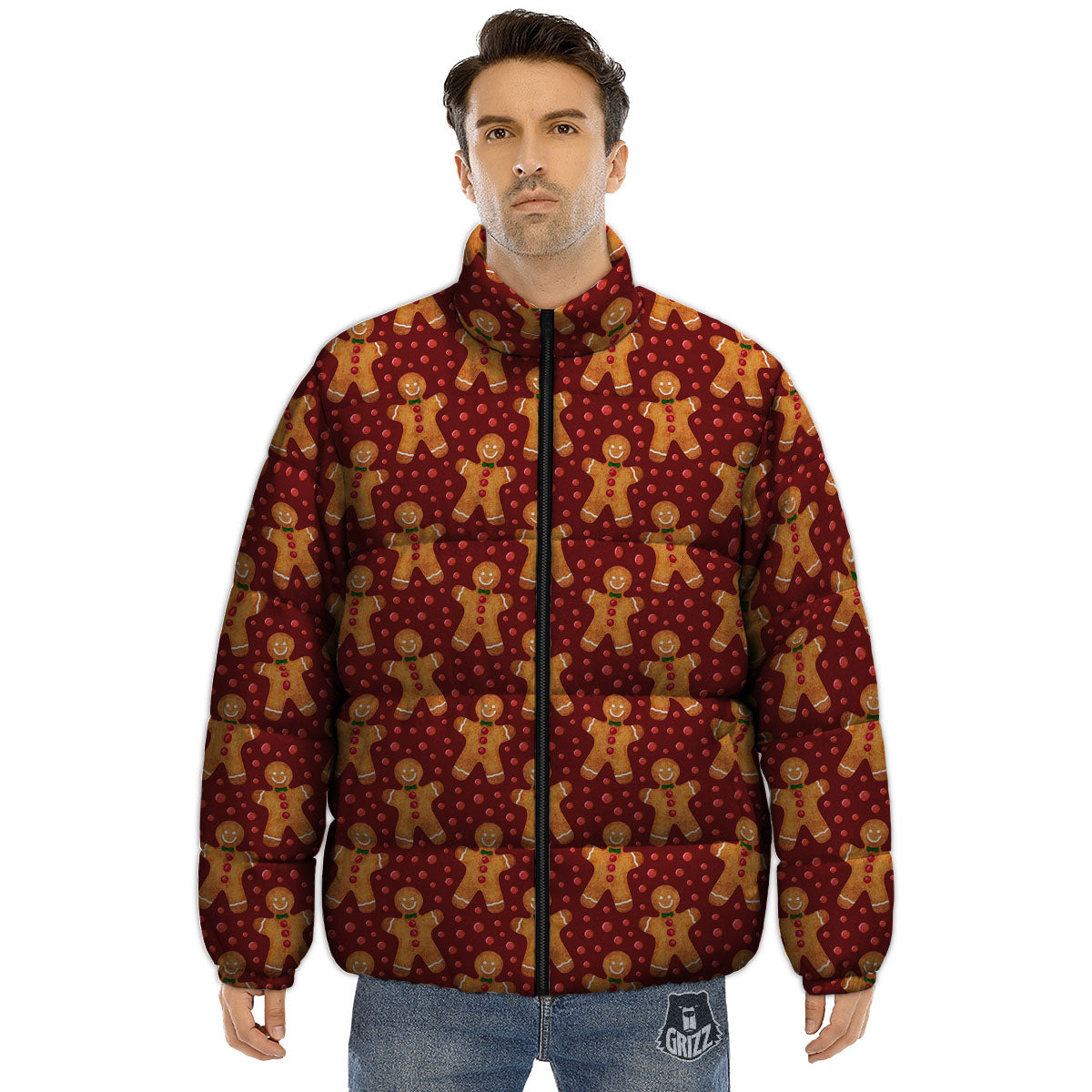 Cookies Christmas Print Pattern Puffer Jacket-grizzshop