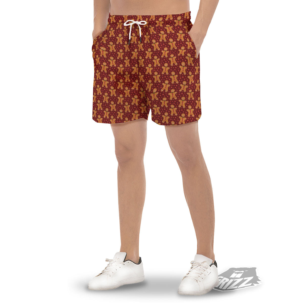 Cookies Gingerbread Man Print Pattern Men's Gym Shorts-grizzshop