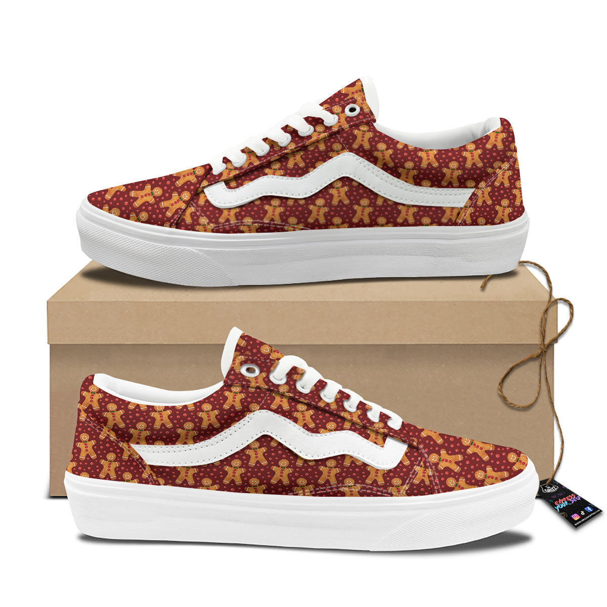 Cookies Gingerbread Man Print Pattern Skate Shoes-grizzshop