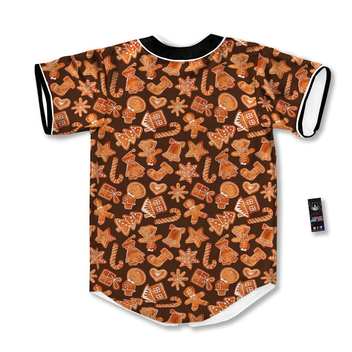 Cookies Gingerbread Print Pattern Baseball Jersey-grizzshop