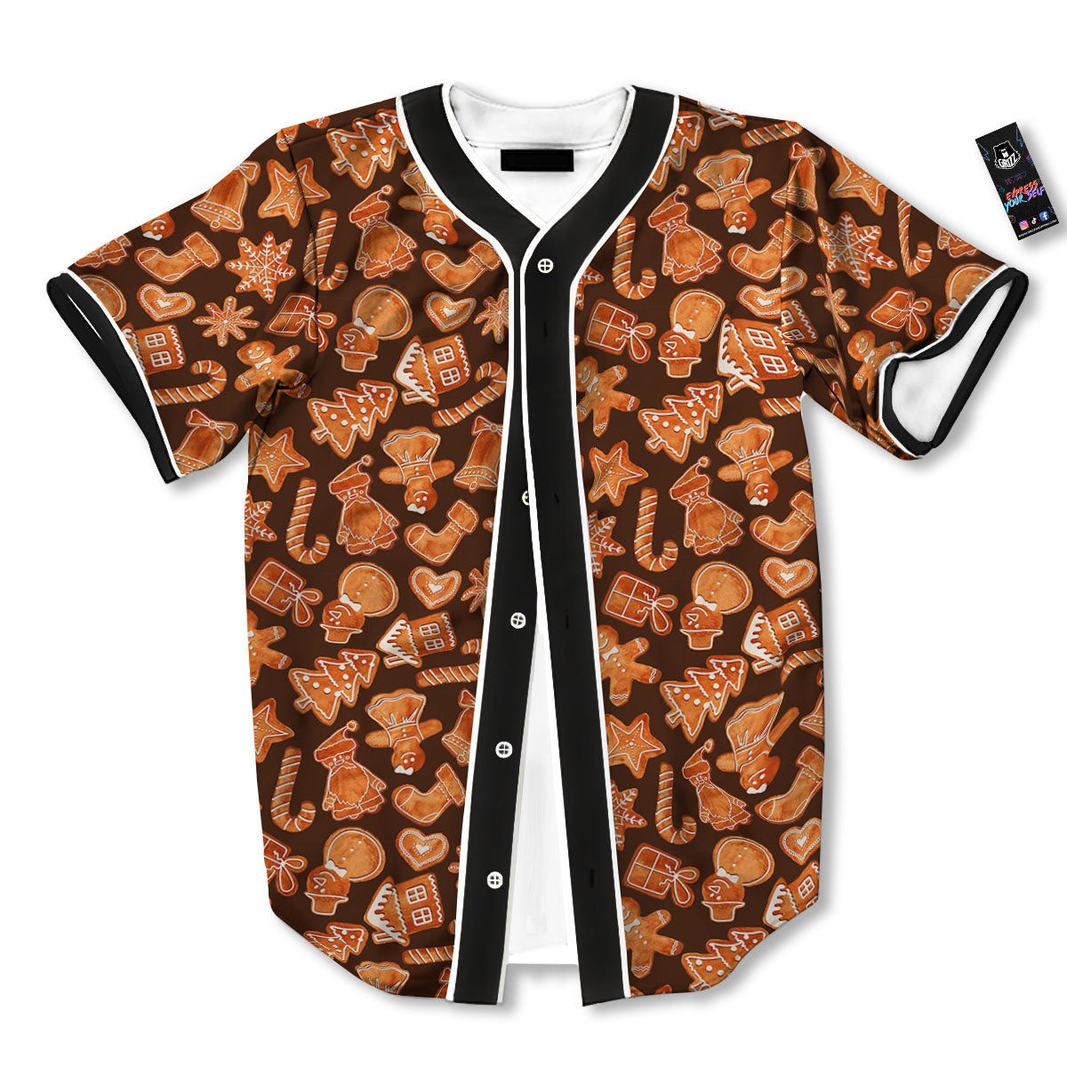 Cookies Gingerbread Print Pattern Baseball Jersey-grizzshop