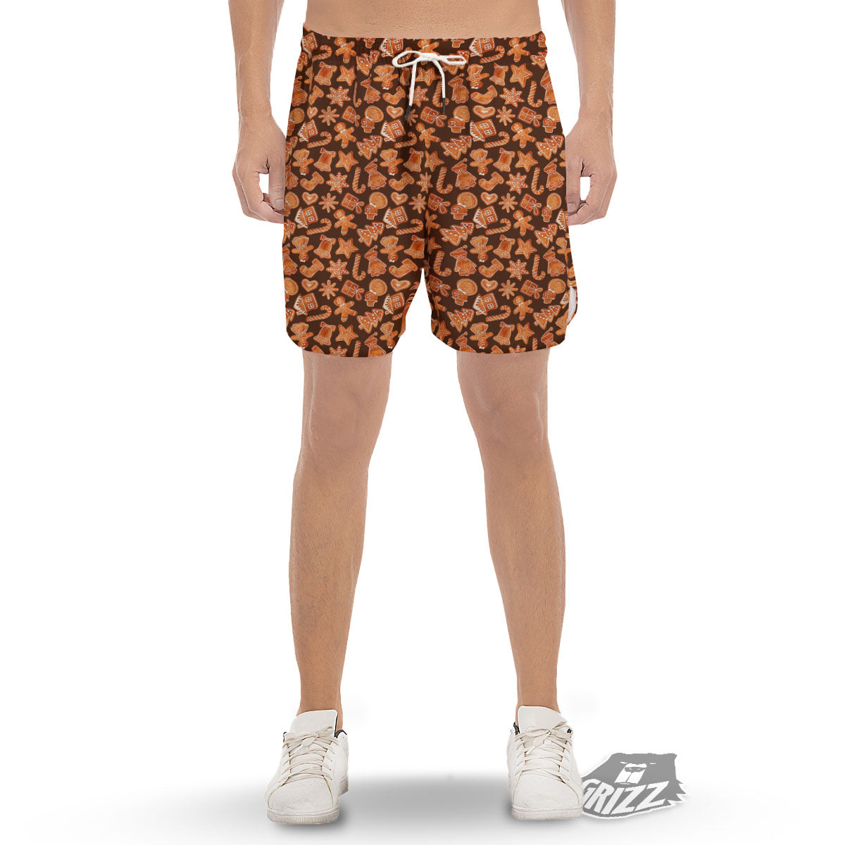 Cookies Gingerbread Print Pattern Men's Gym Shorts-grizzshop