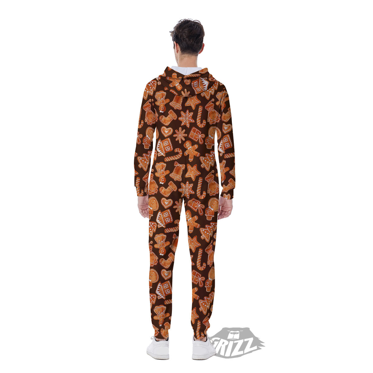 Cookies Gingerbread Print Pattern Men's Jumpsuit-grizzshop