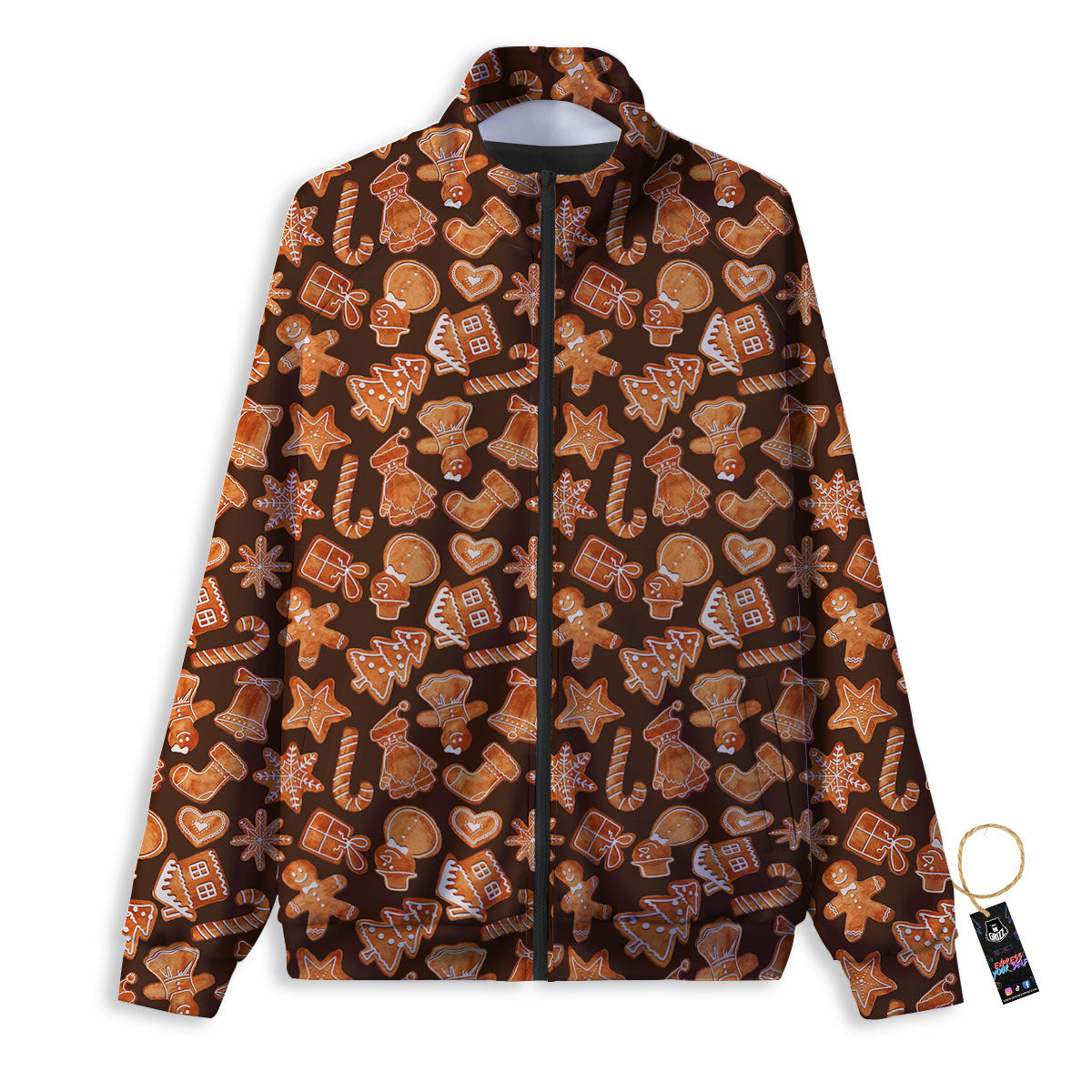 Cookies Gingerbread Print Pattern Track Jacket-grizzshop