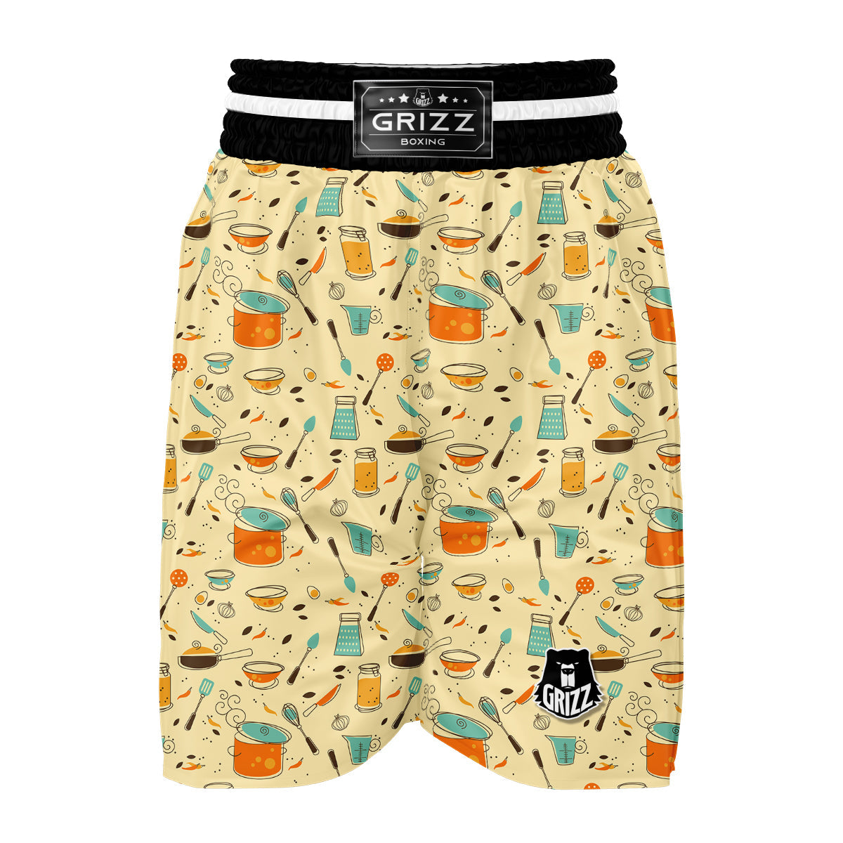Cooking And Beige Print Pattern Boxing Shorts-grizzshop