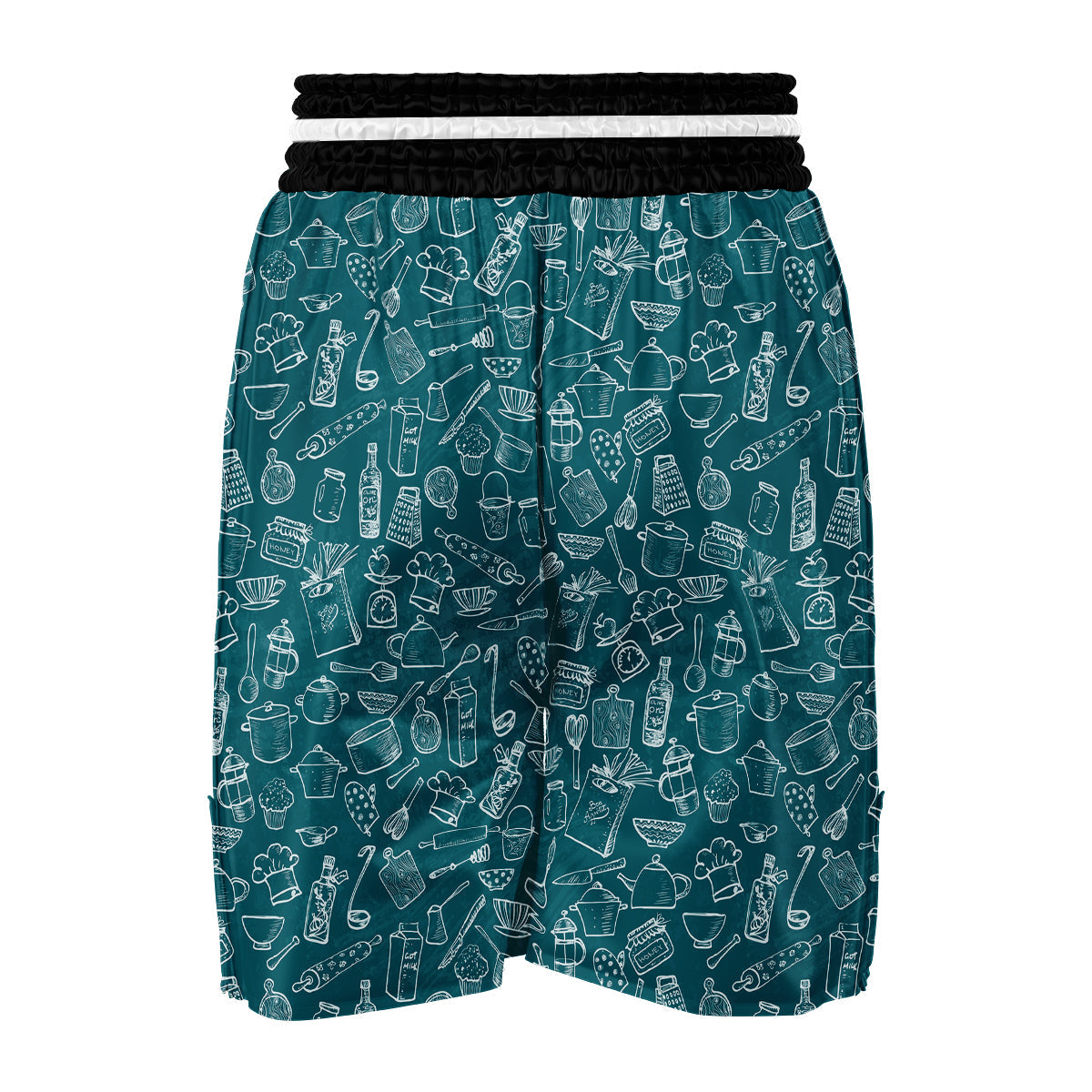 Cooking White Blue Print Pattern Boxing Shorts-grizzshop