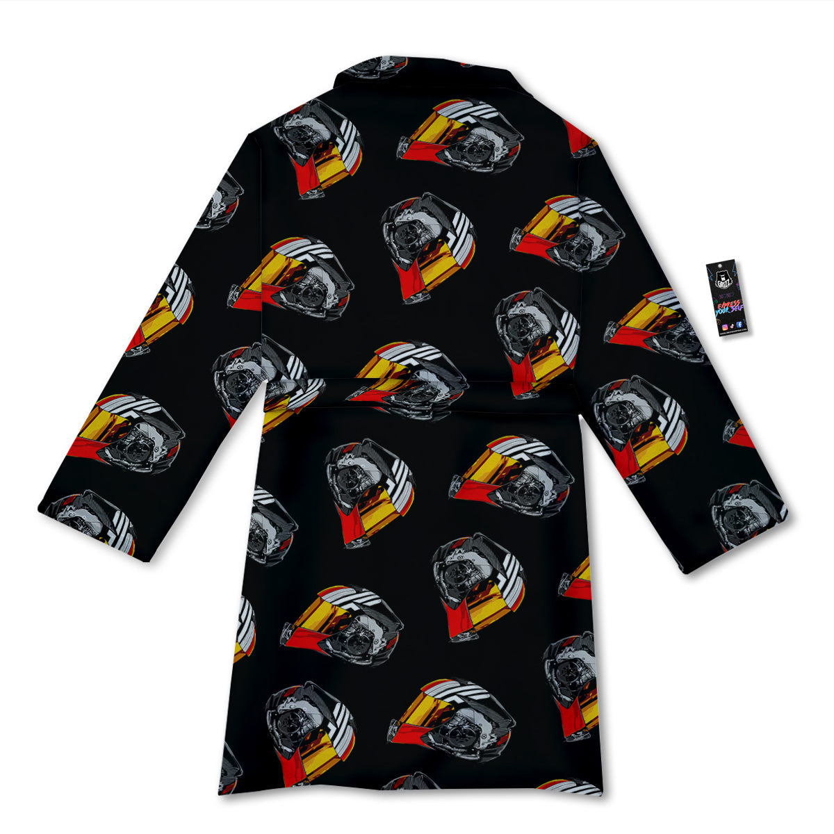 Cool Biker Helmet Print Pattern Bathrobe-grizzshop