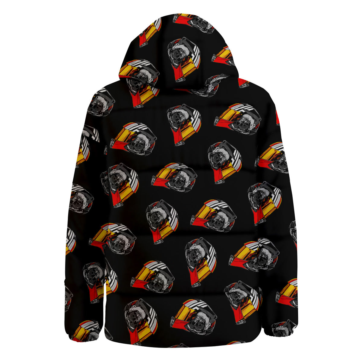 Cool Biker Helmet Print Pattern Down Jacket-grizzshop
