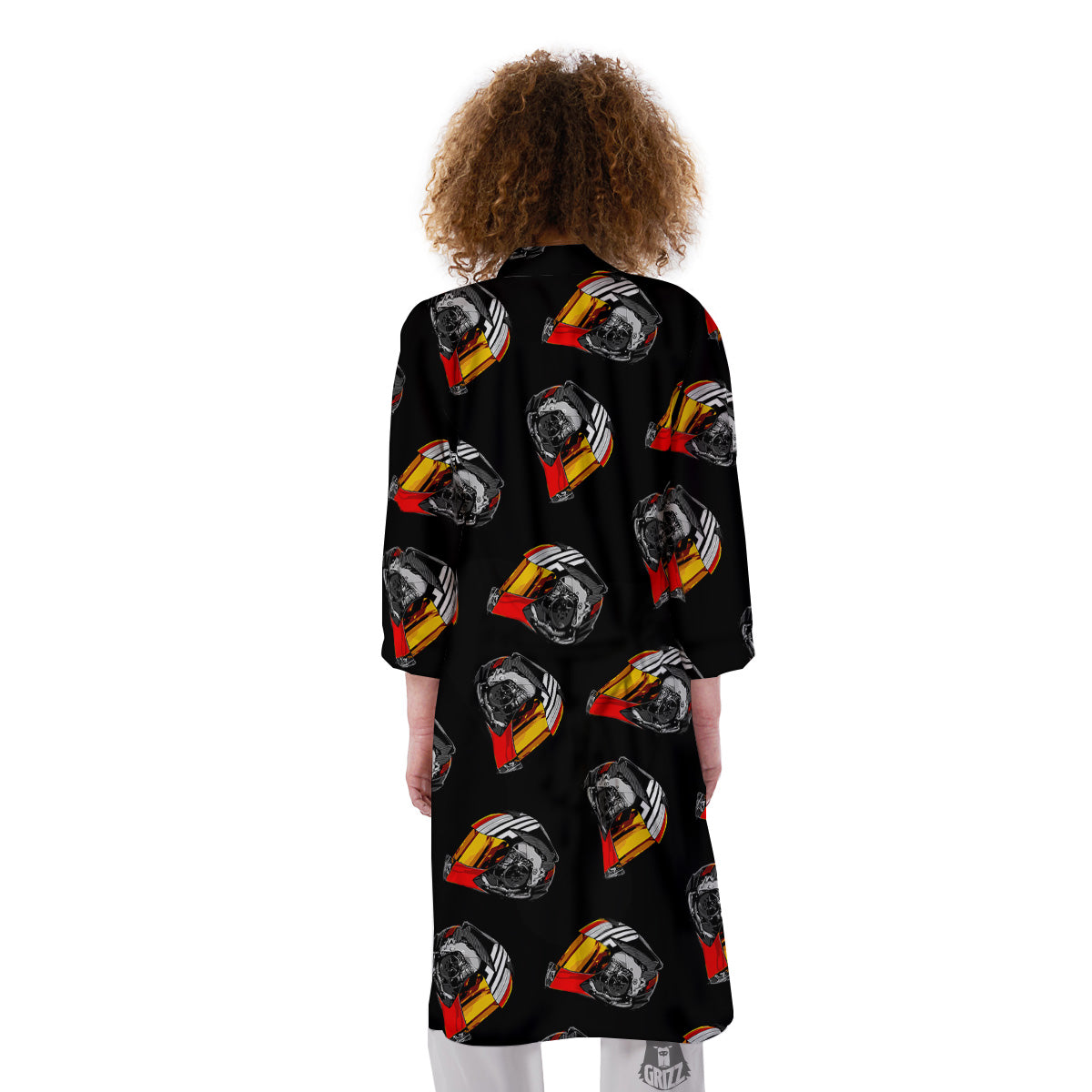 Cool Biker Helmet Print Pattern Kimono-grizzshop