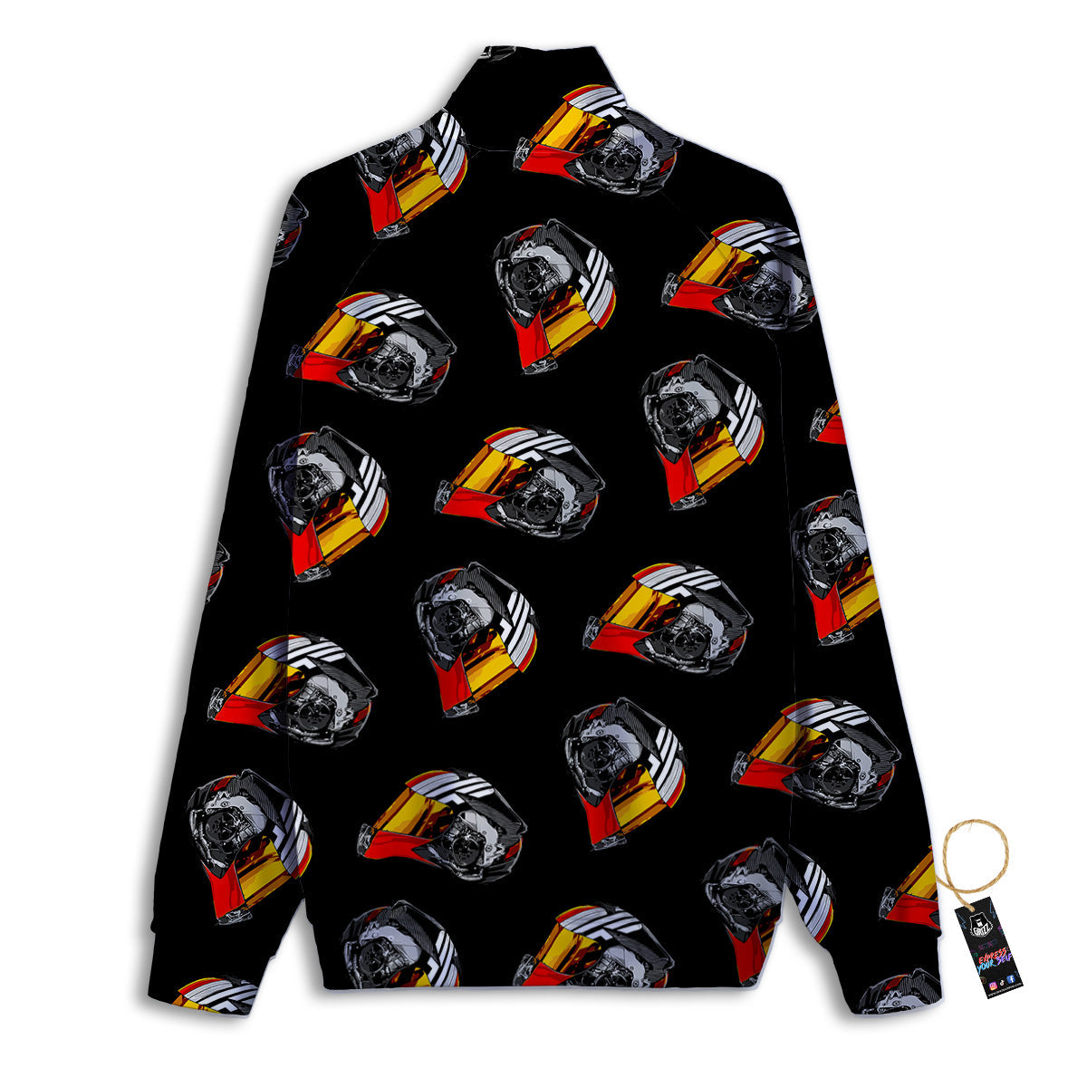 Cool Biker Helmet Print Pattern Track Jacket-grizzshop