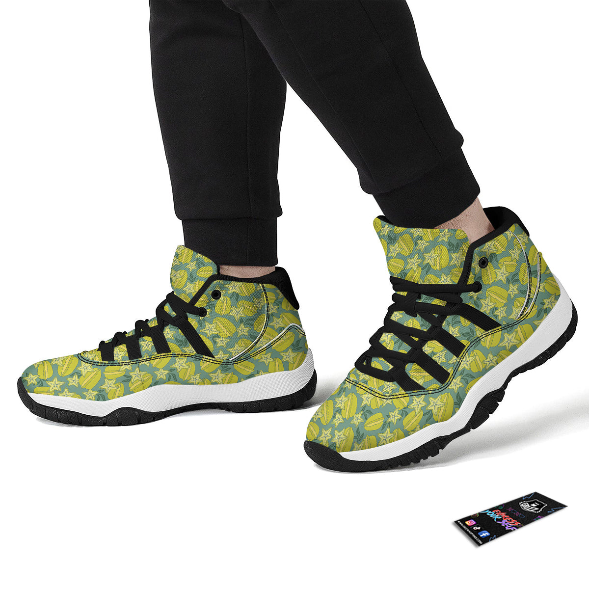Corambola And Leaf Print Pattern Black Bball Shoes-grizzshop