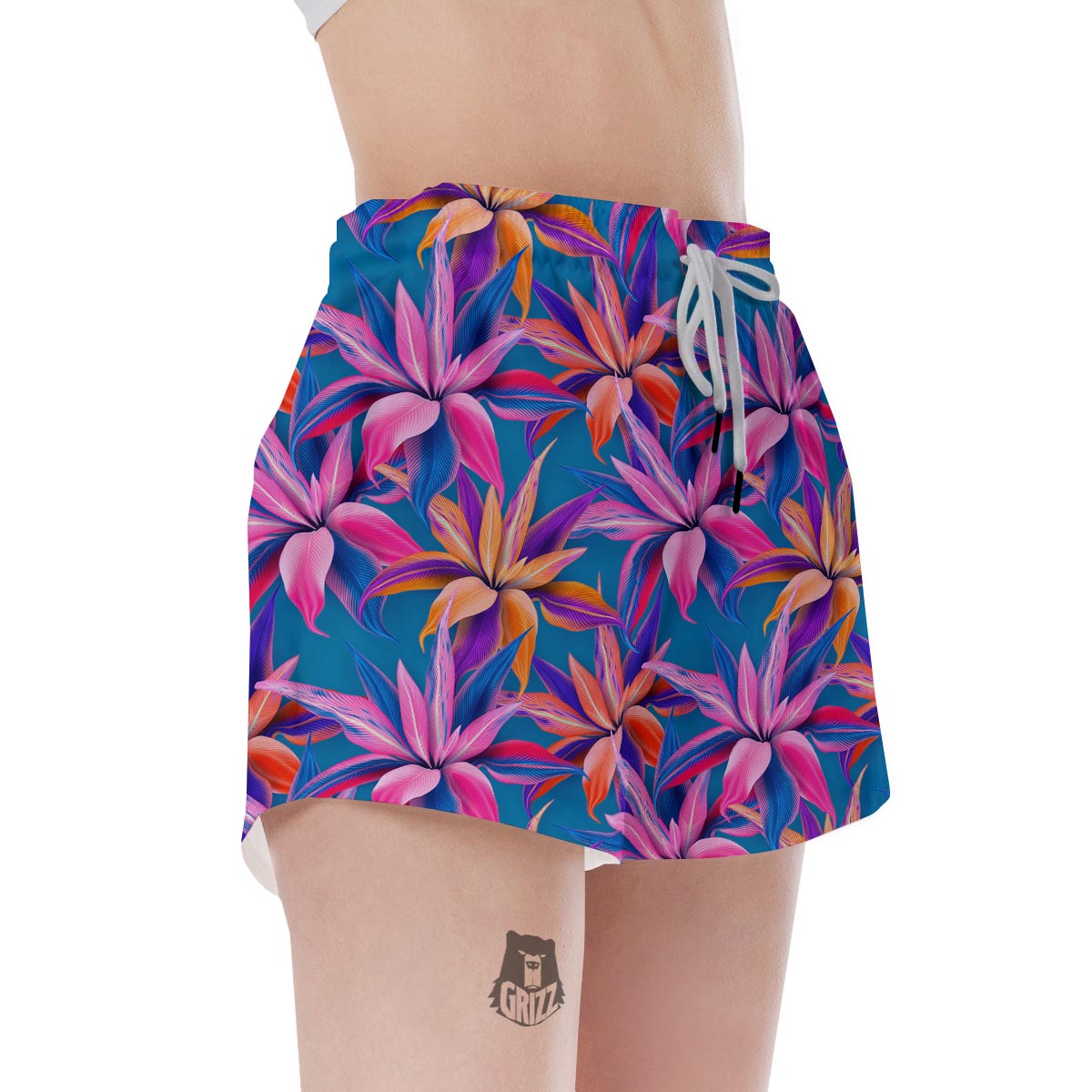 Cordyline Tropical Floral Print Women's Shorts-grizzshop