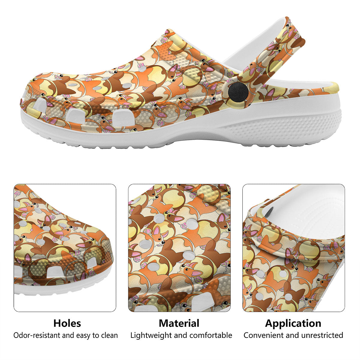 Corgi Butt Print Pattern Clog-grizzshop