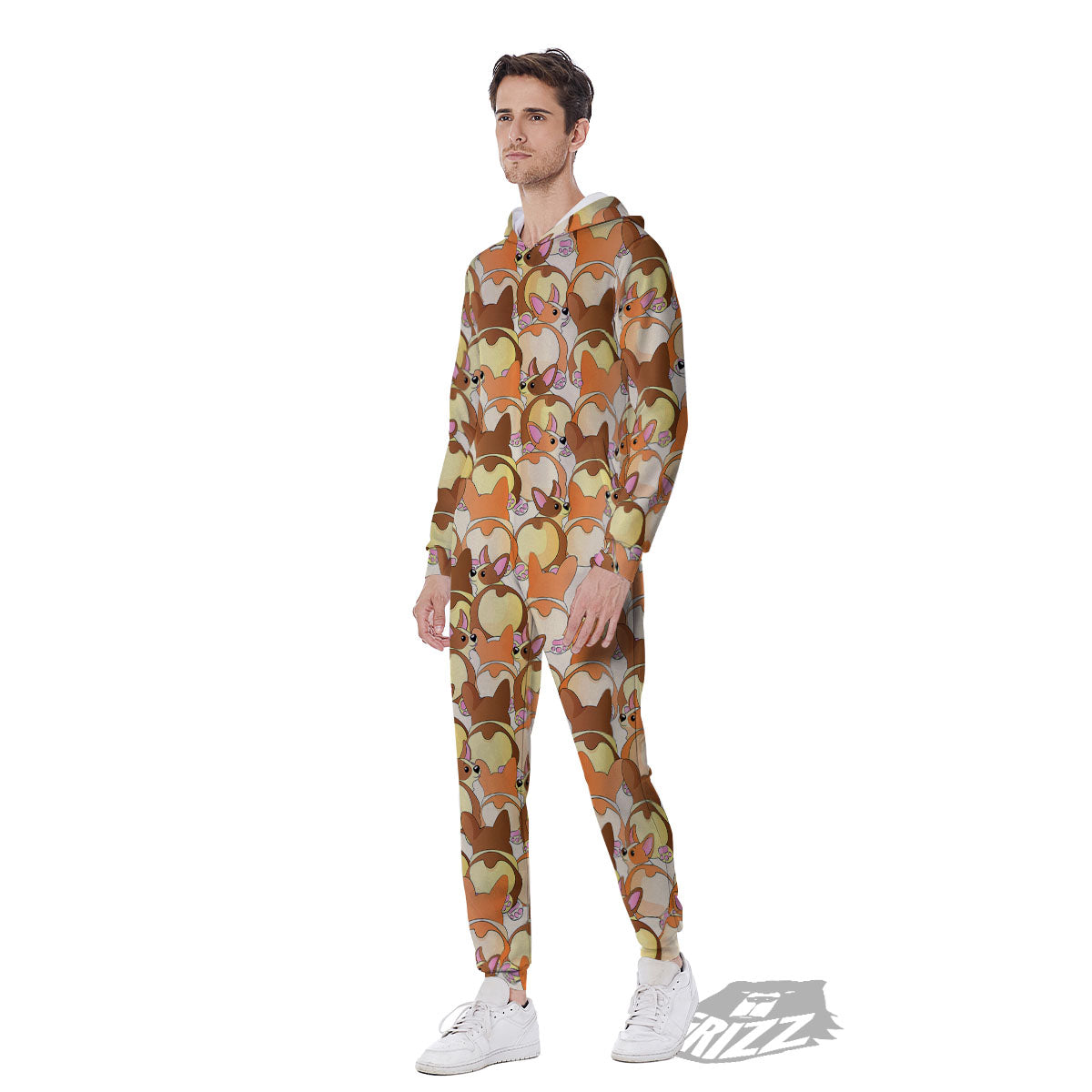 Corgi Butt Print Pattern Men's Jumpsuit-grizzshop