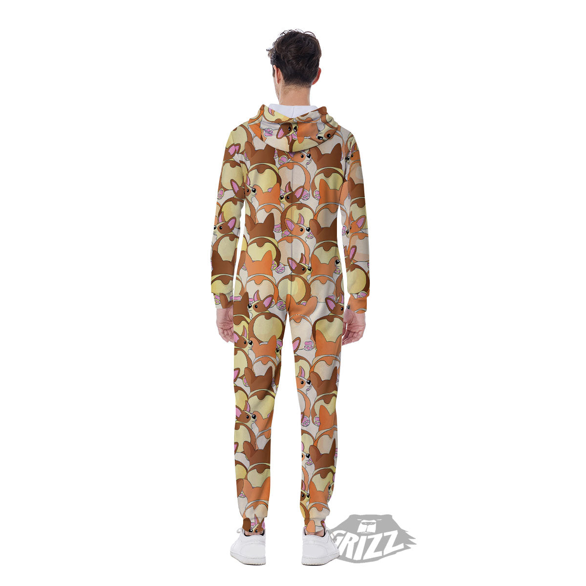 Corgi Butt Print Pattern Men's Jumpsuit-grizzshop