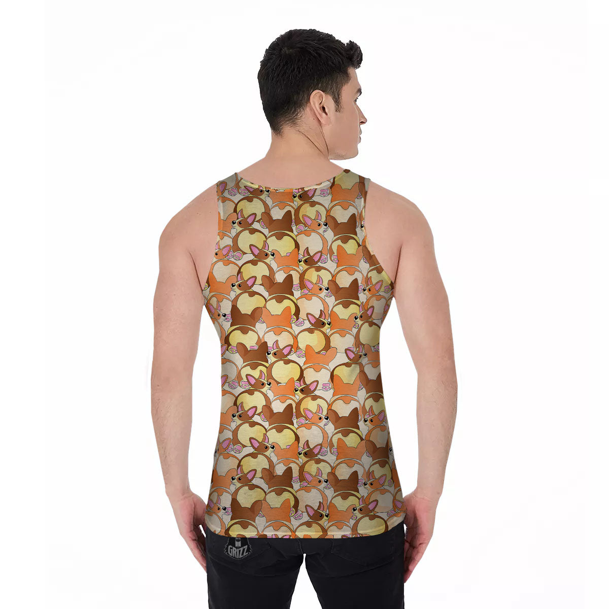 Corgi Butt Print Pattern Men's Tank Top-grizzshop