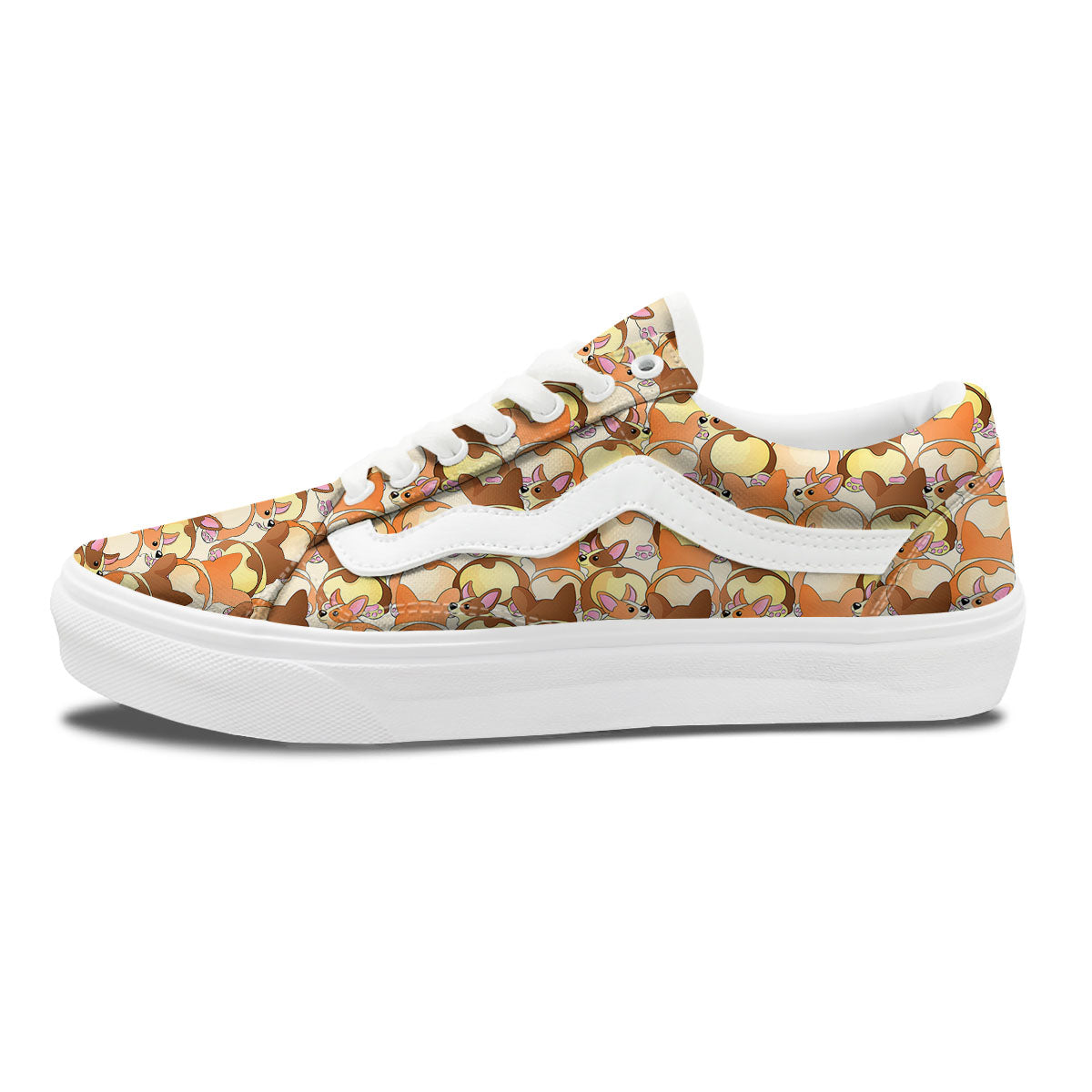Corgi Butt Print Pattern Skate Shoes-grizzshop
