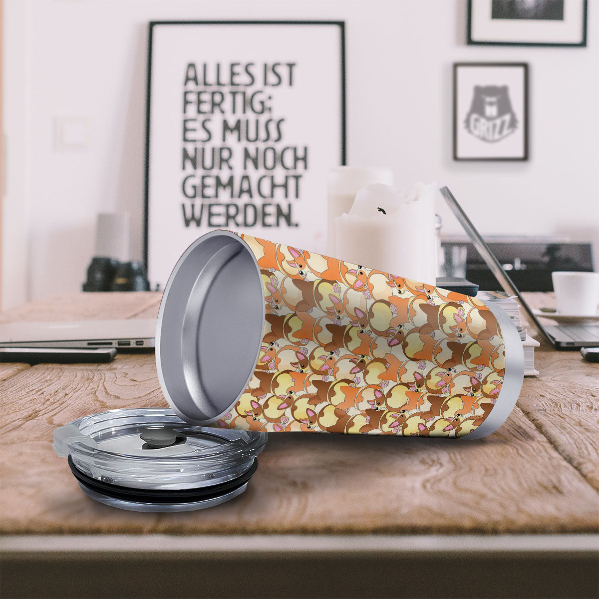 Corgi Butt Print Pattern Tumbler-grizzshop