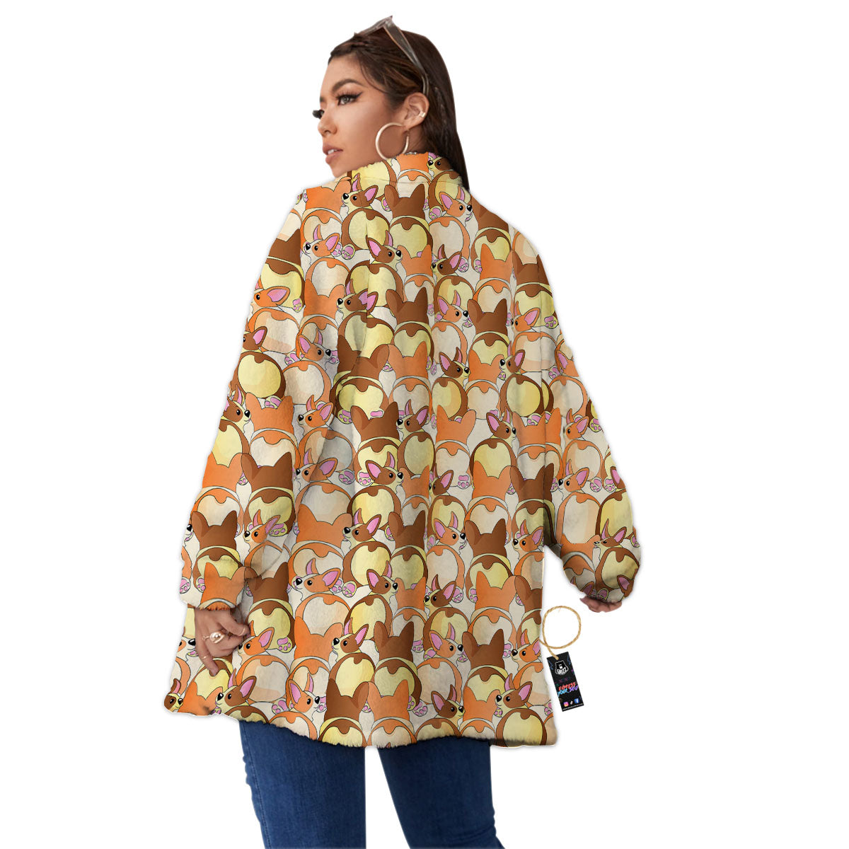 Corgi Butt Print Pattern Women's Sherpa Jacket-grizzshop