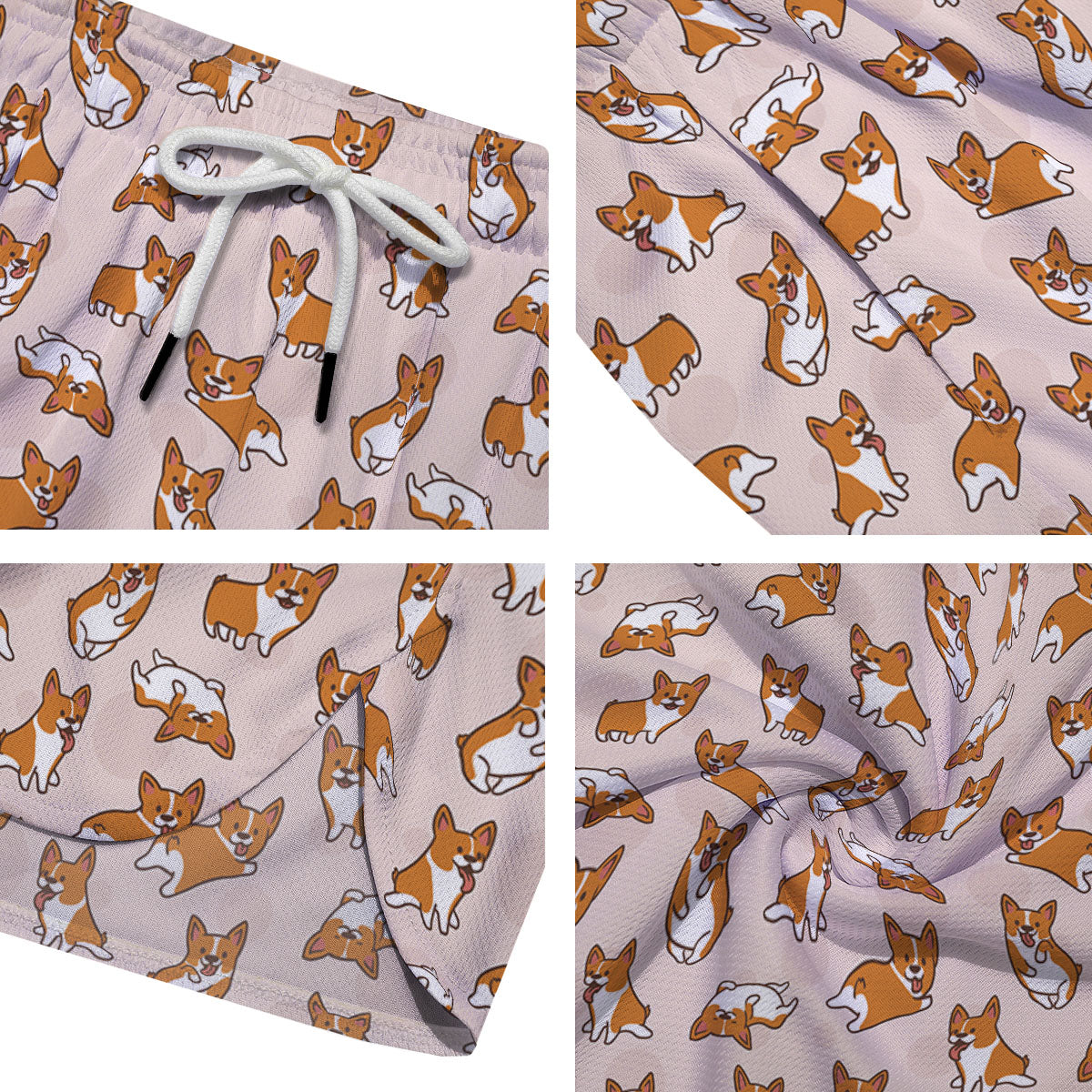 Corgi Cartoon Print Pattern Men's Running Shorts-grizzshop