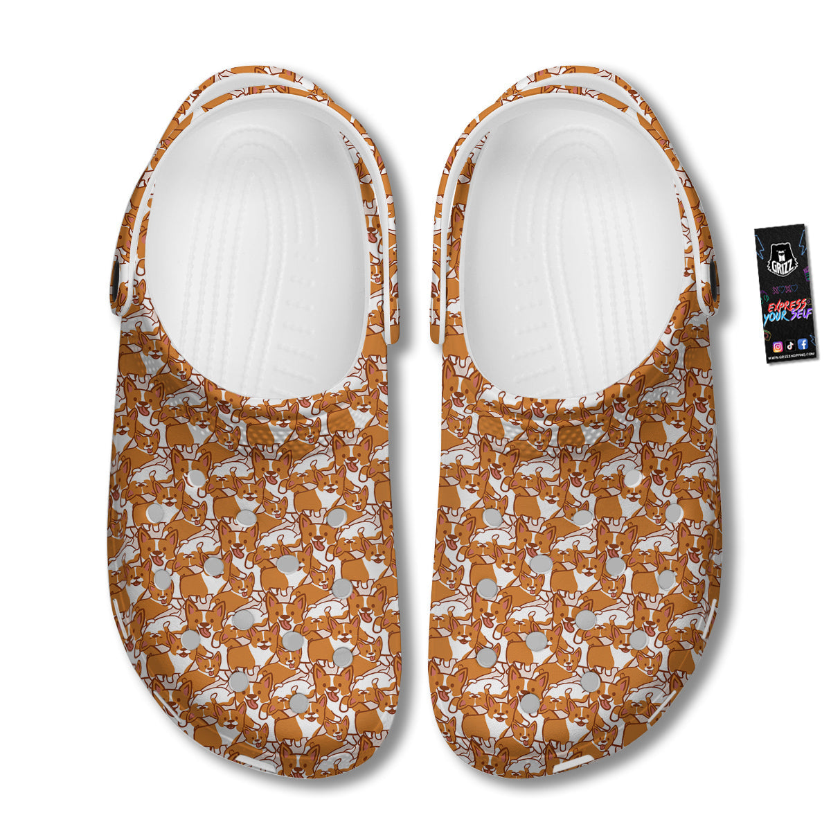 Corgi Cute Print Pattern Clog-grizzshop