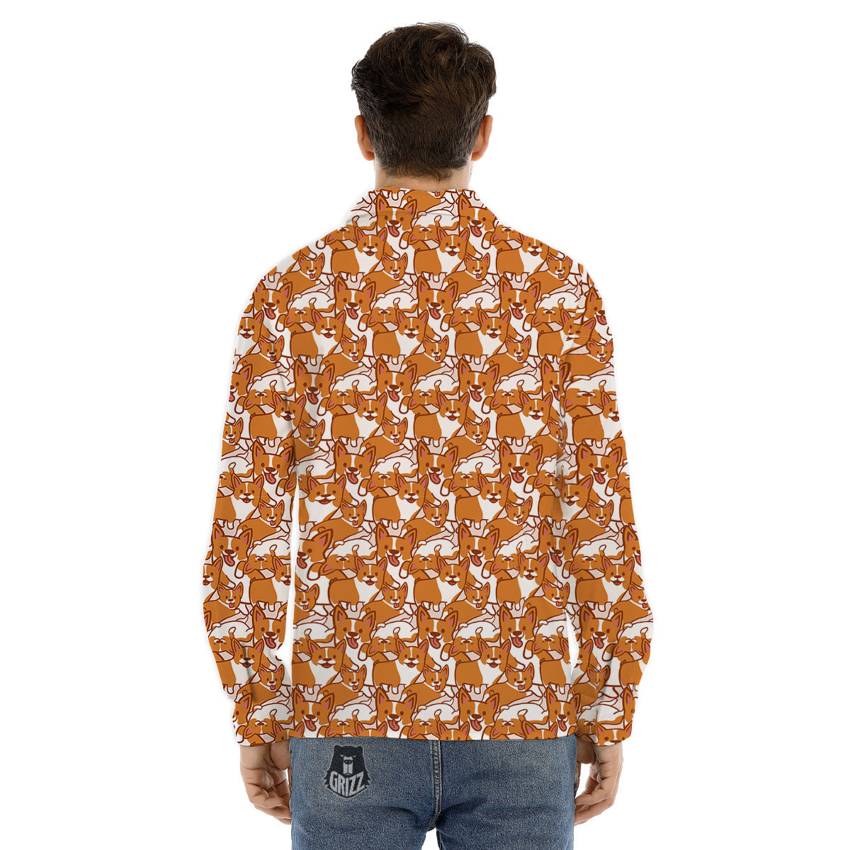 Corgi Cute Print Pattern Men's Dress Shirts-grizzshop