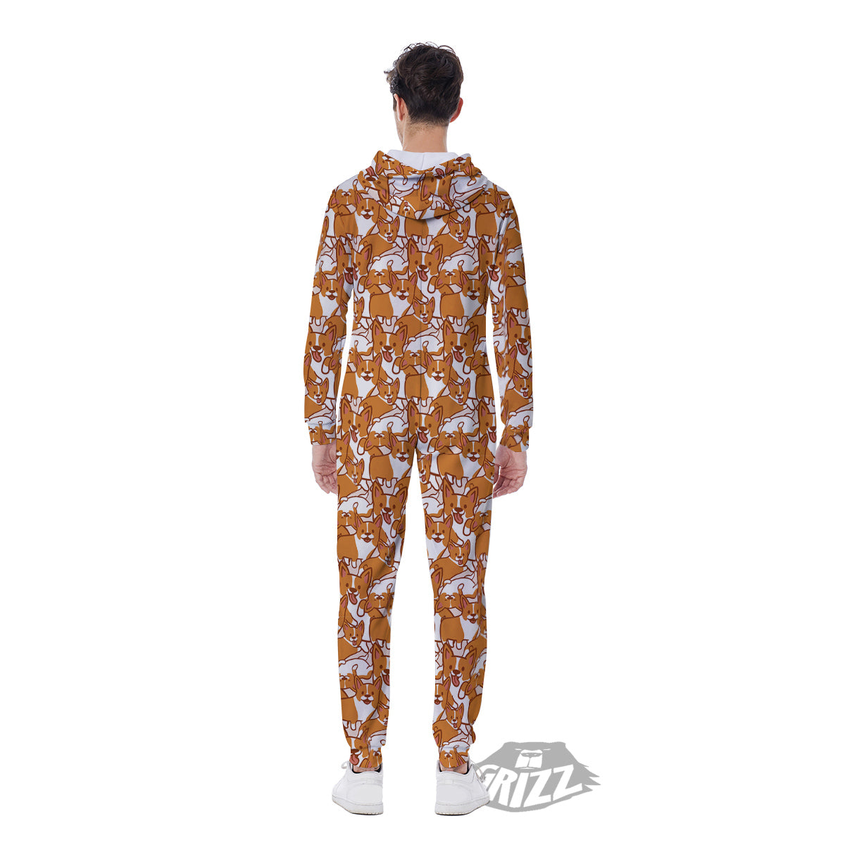 Corgi Cute Print Pattern Men's Jumpsuit-grizzshop