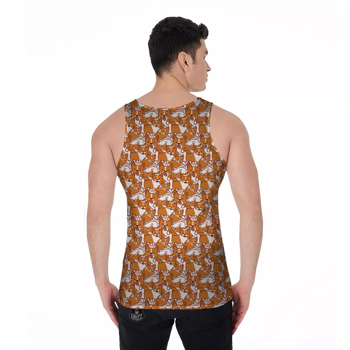Corgi Cute Print Pattern Men's Tank Top-grizzshop