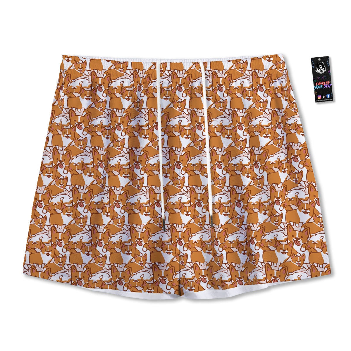 Corgi Cute Print Pattern Mesh Shorts-grizzshop