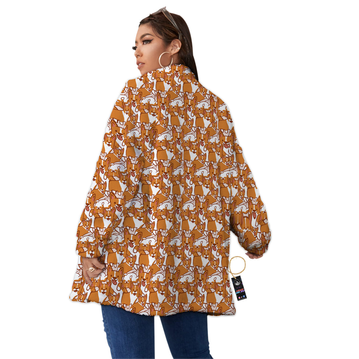 Corgi Cute Print Pattern Women's Sherpa Jacket-grizzshop