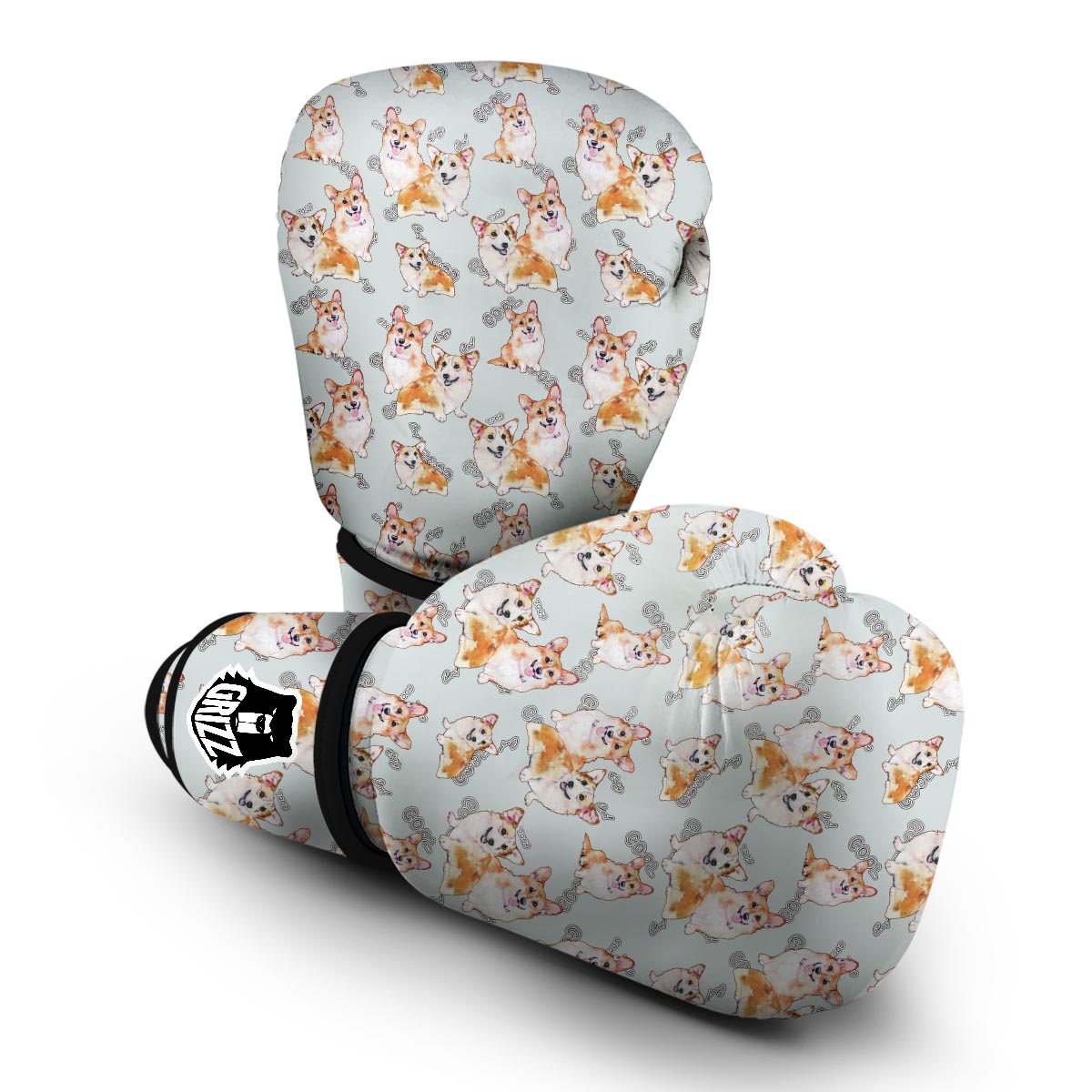Corgi Gray Pastel Pattern Print Boxing Gloves-grizzshop