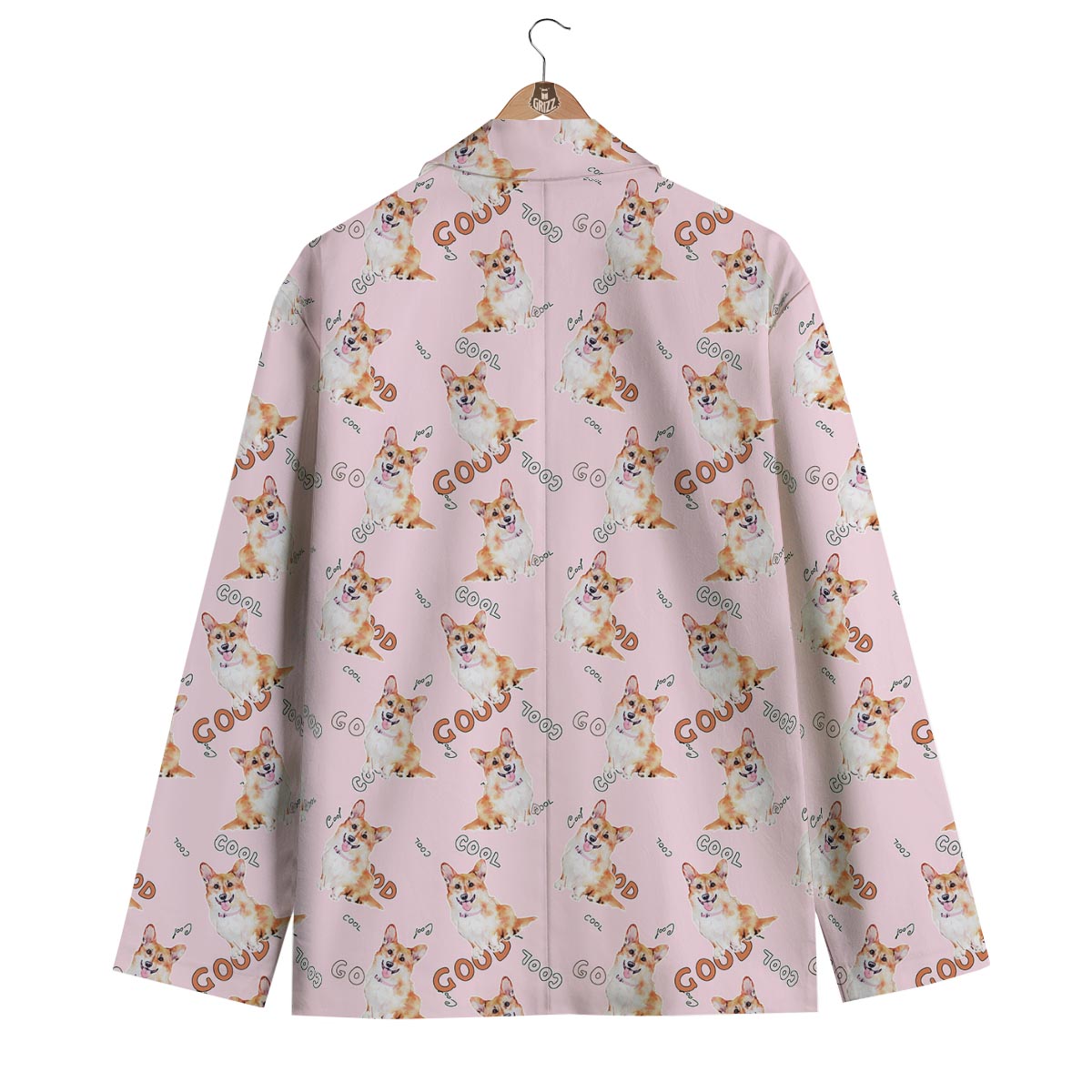 Corgi Pink Pastel Pattern Print Men's Blazer-grizzshop