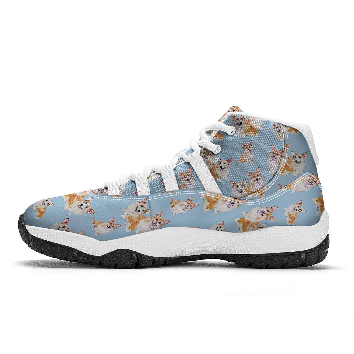Corgi Portrait Pastel Pattern Print White Bball Shoes-grizzshop