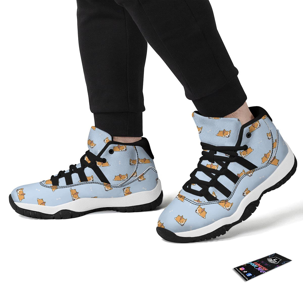 Corgi Sleeping Print Pattern Black Bball Shoes-grizzshop