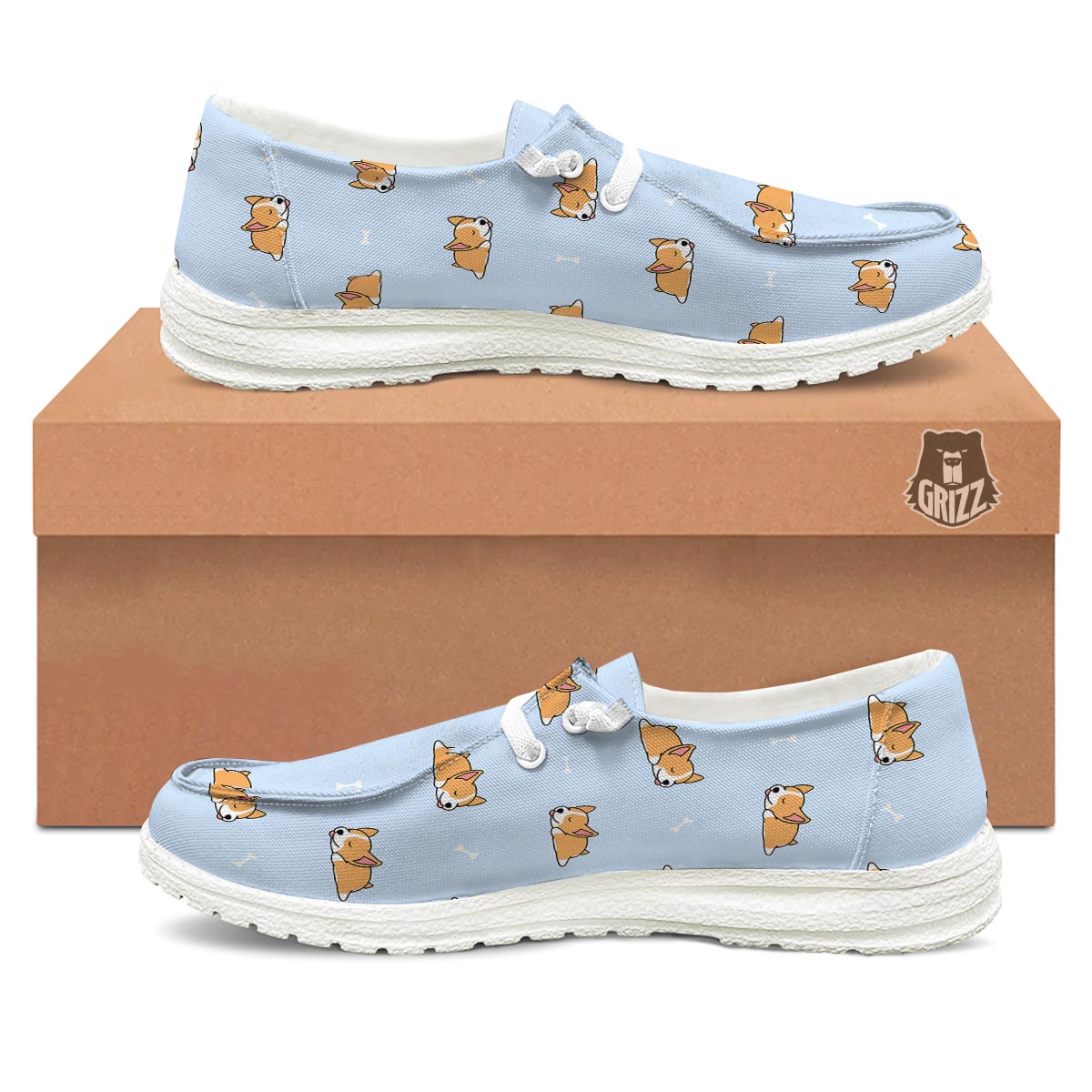 Corgi Sleeping Print Pattern Black Loafers-grizzshop