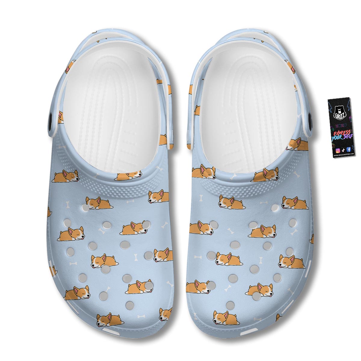 Corgi Sleeping Print Pattern Clog-grizzshop