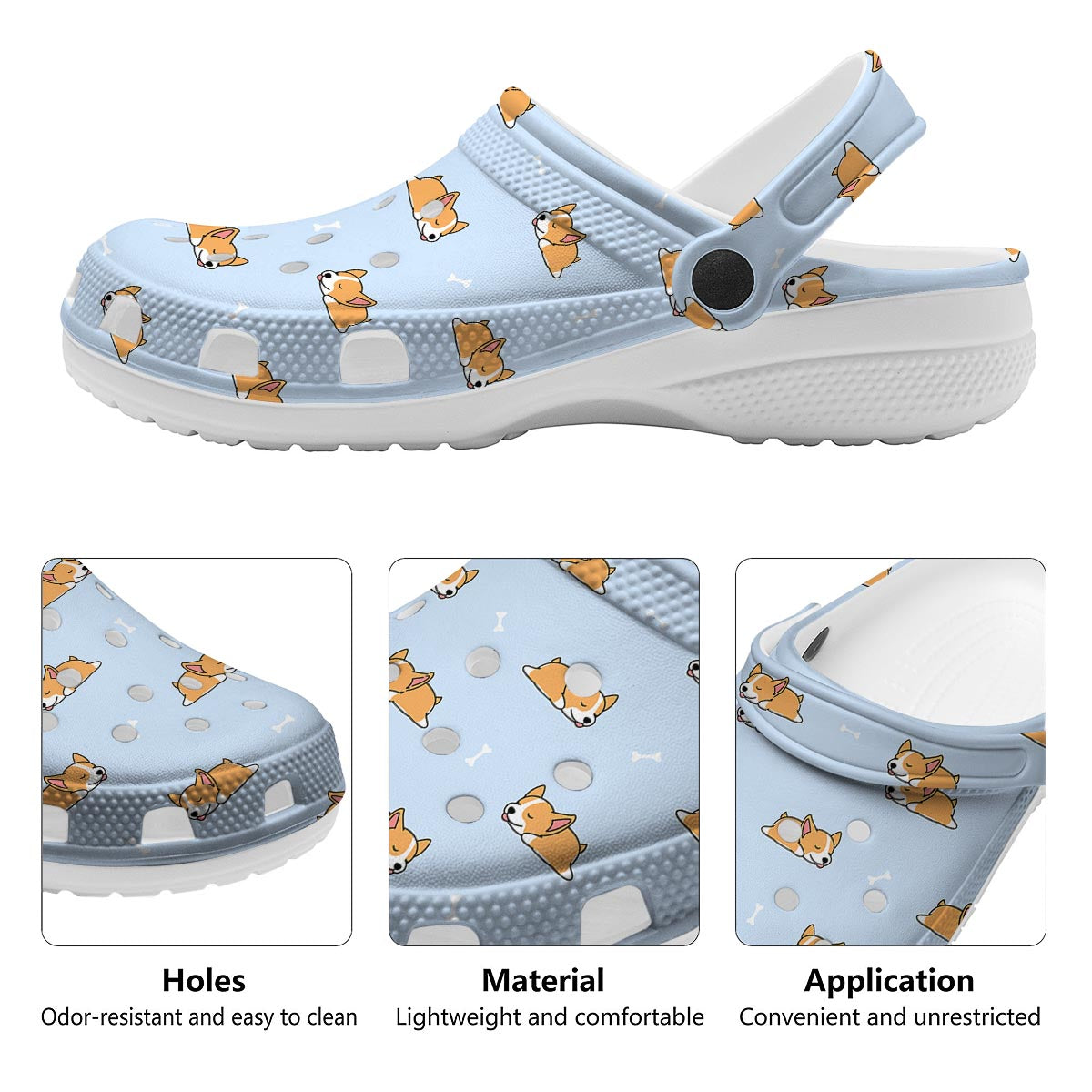 Corgi Sleeping Print Pattern Clog-grizzshop