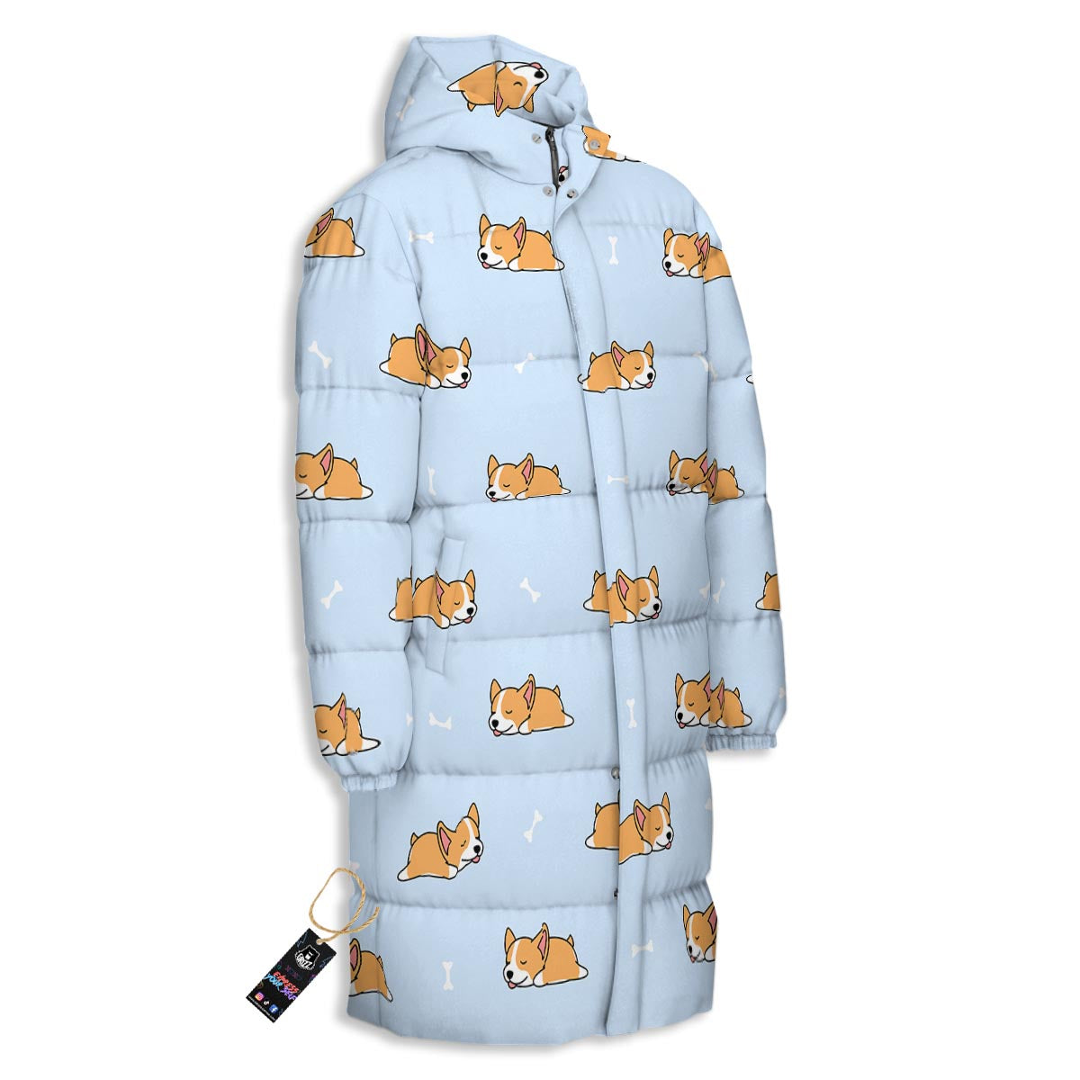 Corgi Sleeping Print Pattern Long Down Jacket-grizzshop