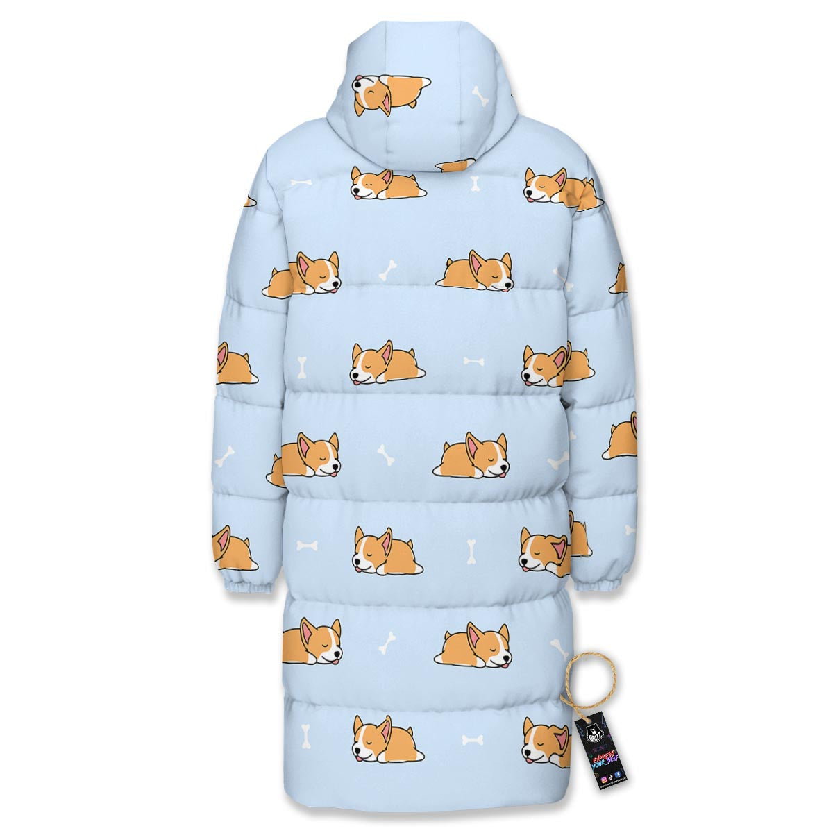 Corgi Sleeping Print Pattern Long Down Jacket-grizzshop