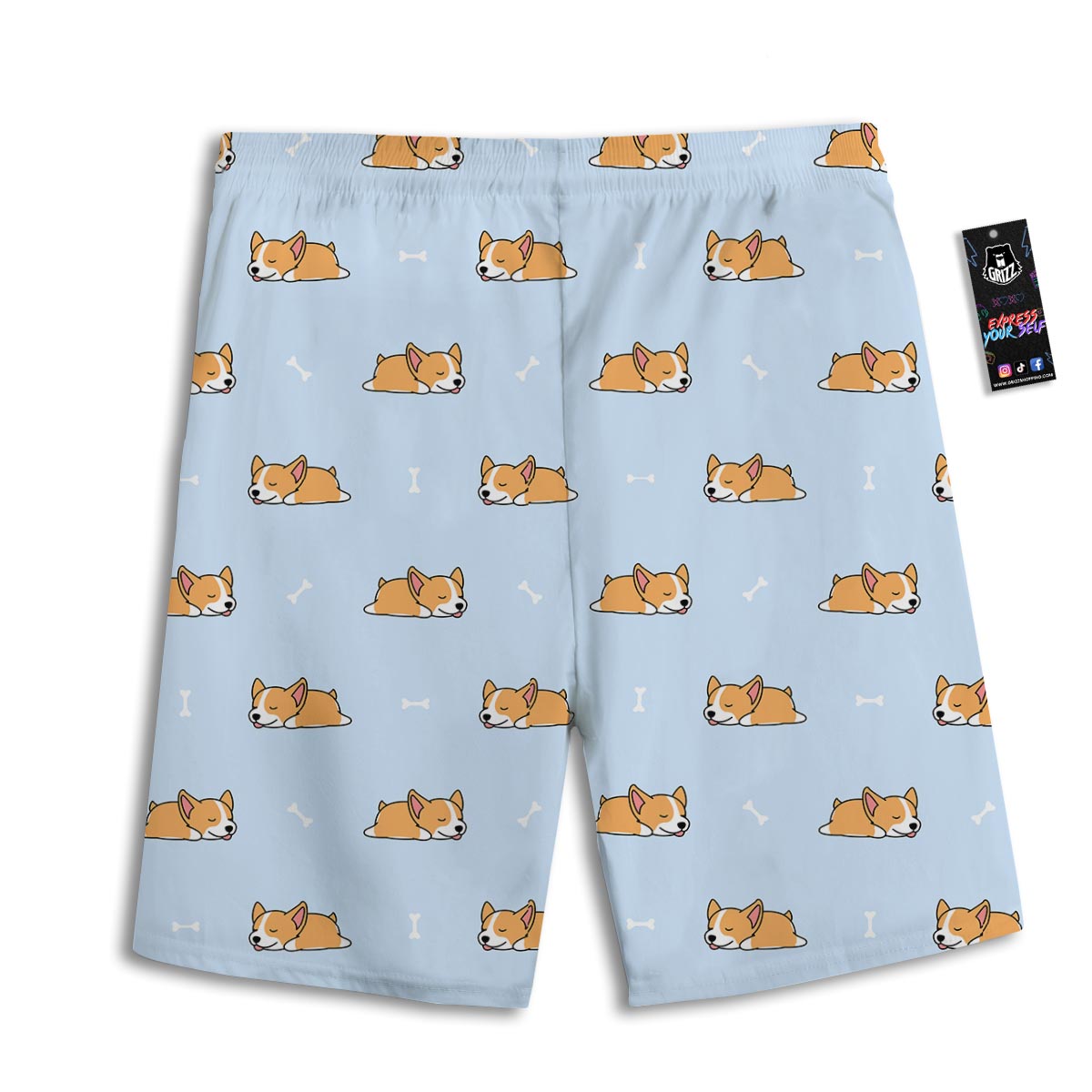 Corgi Sleeping Print Pattern Men's Athletic Shorts