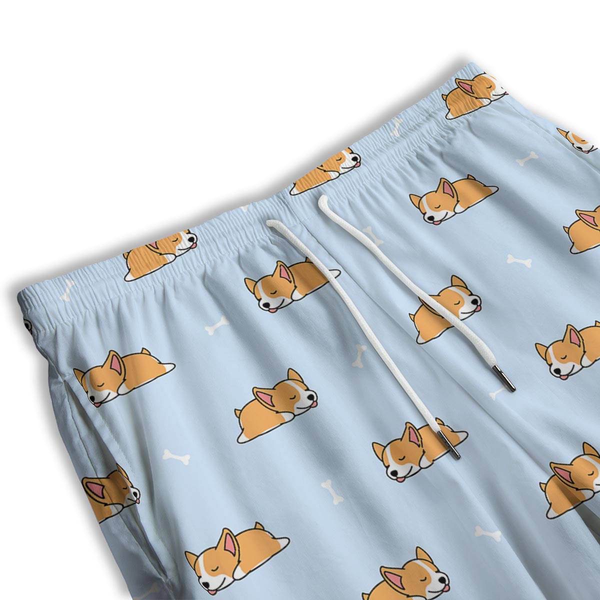 Corgi Sleeping Print Pattern Men's Athletic Shorts