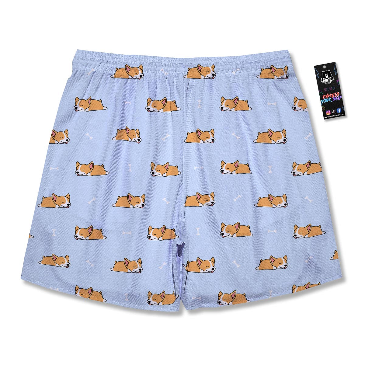 Corgi Sleeping Print Pattern Men's Running Shorts-grizzshop